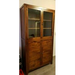 Mooie massief houten mahonie buffetkast / vitrinekast