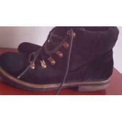 Biker veterlaarzen zwart suede maat 41