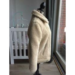 H&M DIVIDED dames winter jas / teddy - wit - maat 36 !