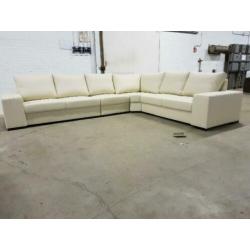 n641 creme leder hoekbank