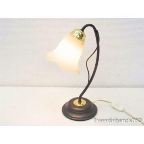 Brocante tafellamp met glazen kelk 84743