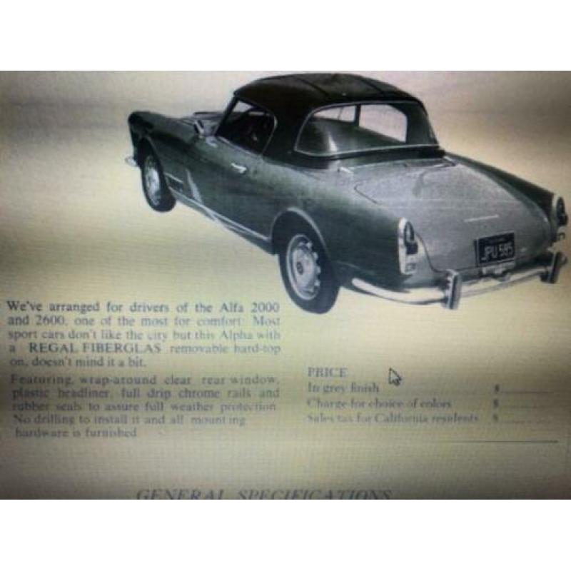 alfa 2000 2600 touring spider hardtop