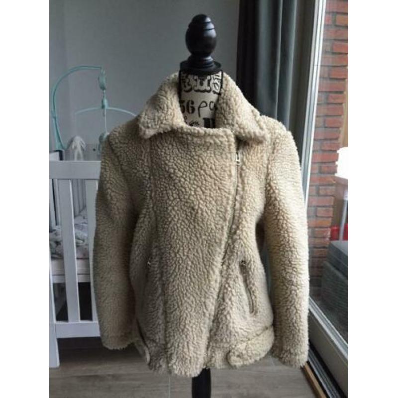 H&M DIVIDED dames winter jas / teddy - wit - maat 36 !