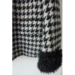Jas Easy Comfort ruit zwart - wit warm wol,ruit mt 42