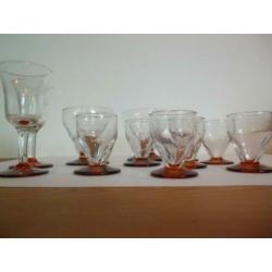 Art deco borrelglaasjes amber Leerdam ?
