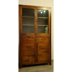 Mooie massief houten mahonie buffetkast / vitrinekast