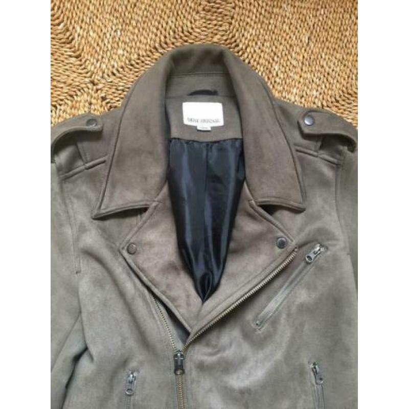 Shine Original biker jack groen / grijs Large slim fit