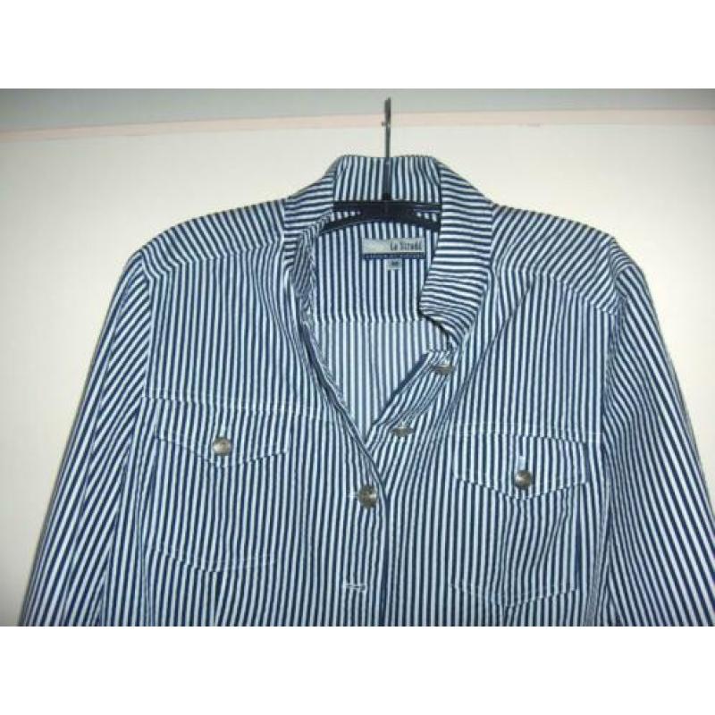 Blauw wit maritiem college stretch jasje LA STRADA 40 M zgan