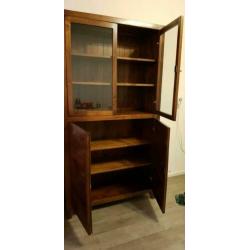 Mooie massief houten mahonie buffetkast / vitrinekast
