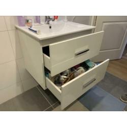 Badkamermeubel wit, twee lades