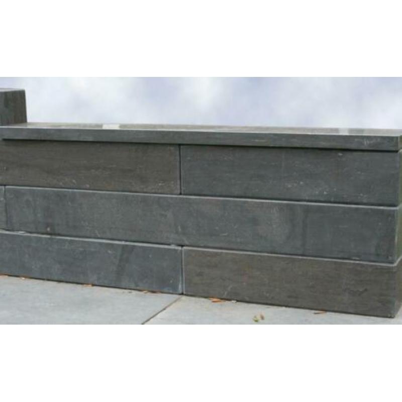 AANBIEDING vijverrand Chinese hardsteen 12 cm breed facet