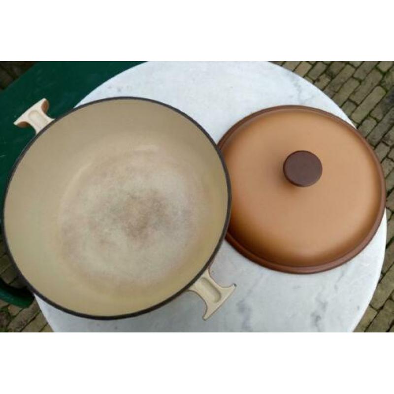 LE CREUSET rond gietijzer pan 29 cm vintage retro Enzo Mari