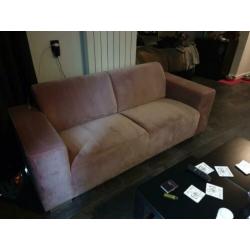 Roze velours sofa 2.5 zit bank ( spoed )