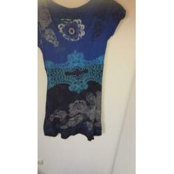 Desigual jurk blauw maat M netjes