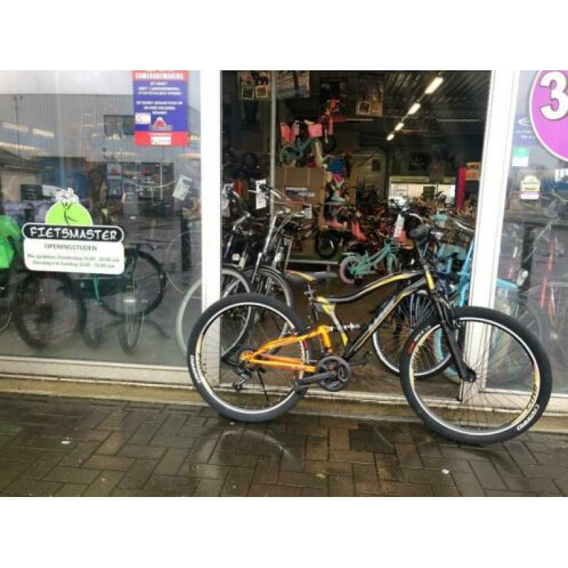 Fietsmaster 26 inch albatros mtb suspension oranje zwart 21v