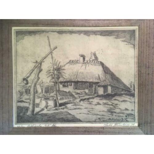 Antieke ets: Boerderij in Mierlo