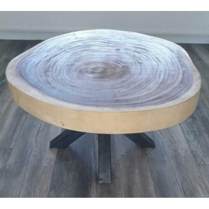 Suar BOOMSTAM schijf salontafel. Rond of grillig. NIEUW
