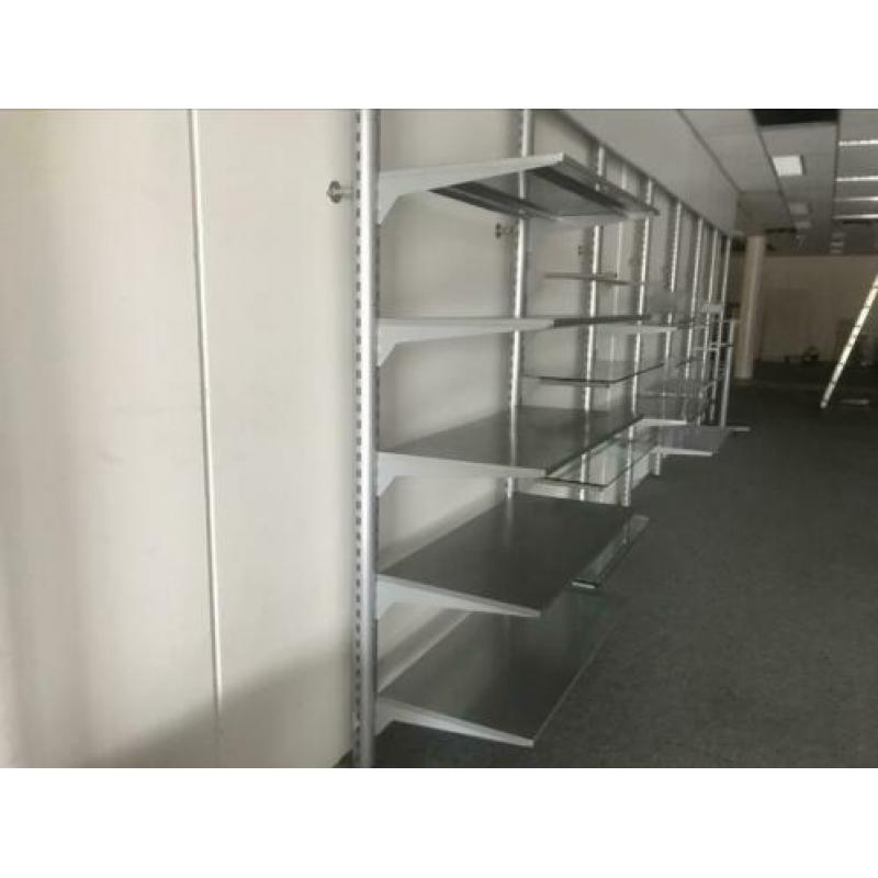 Magazijn stelling, legbord stelling, wandstelling.