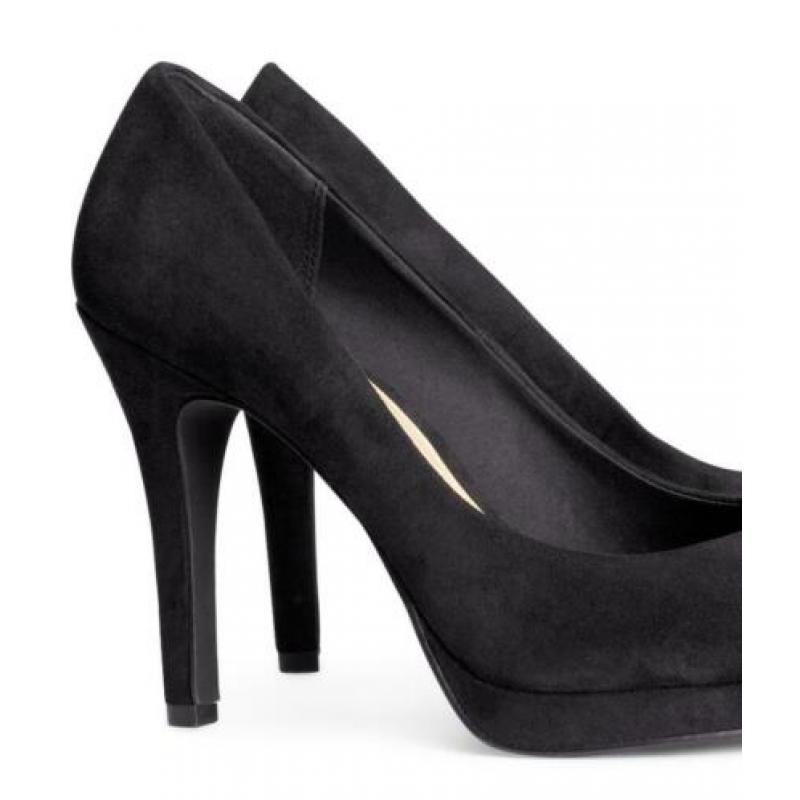 H&M zwarte suede Plateau pumps hakschoenen hak 10 cm maat 40