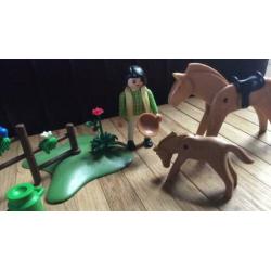 Playmobil paard veulen vrouw hek vogel aanvulling manege