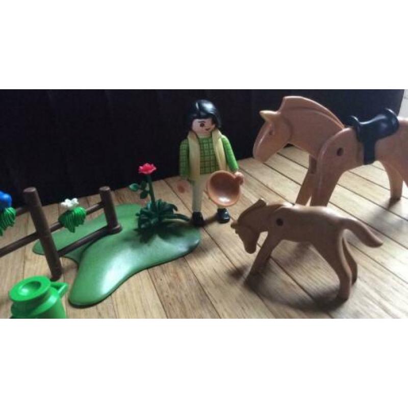 Playmobil paard veulen vrouw hek vogel aanvulling manege