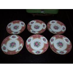 6x gebaksbordje van coalport bone china montrose pink