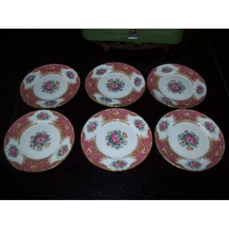 6x gebaksbordje van coalport bone china montrose pink