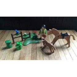 Playmobil paard veulen vrouw hek vogel aanvulling manege