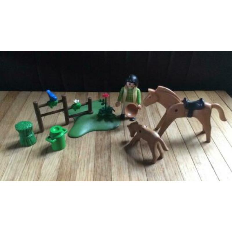 Playmobil paard veulen vrouw hek vogel aanvulling manege