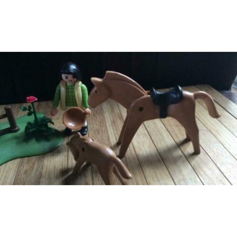Playmobil paard veulen vrouw hek vogel aanvulling manege