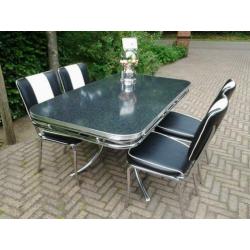 Bel Air Amerikaanse diner tafel + 4 stoelen fifties sixties