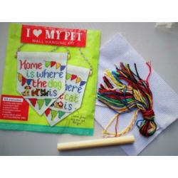 Borduurpakket Miniatuur~I Love my Pet~Aida~Borduren~Dog Cat