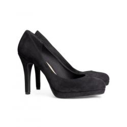 H&M zwarte suede Plateau pumps hakschoenen hak 10 cm maat 40