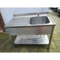 rvs spoelbak, spoeltafel,,horeca, slagerij