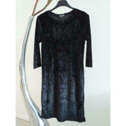 Zwarte velvet jurk van LIZ DEVY mt m nieuw