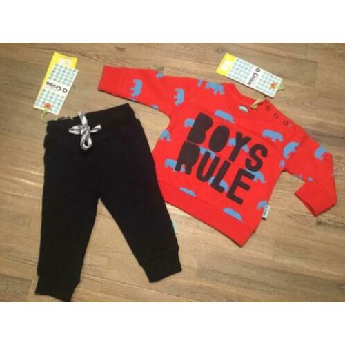 Nieuw set sweater rood neushoorn en broekje zwart 68