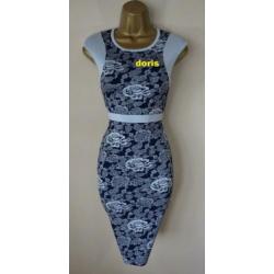Blauw/grijs bodycon jurk karen millen maat 3/40/42 Er