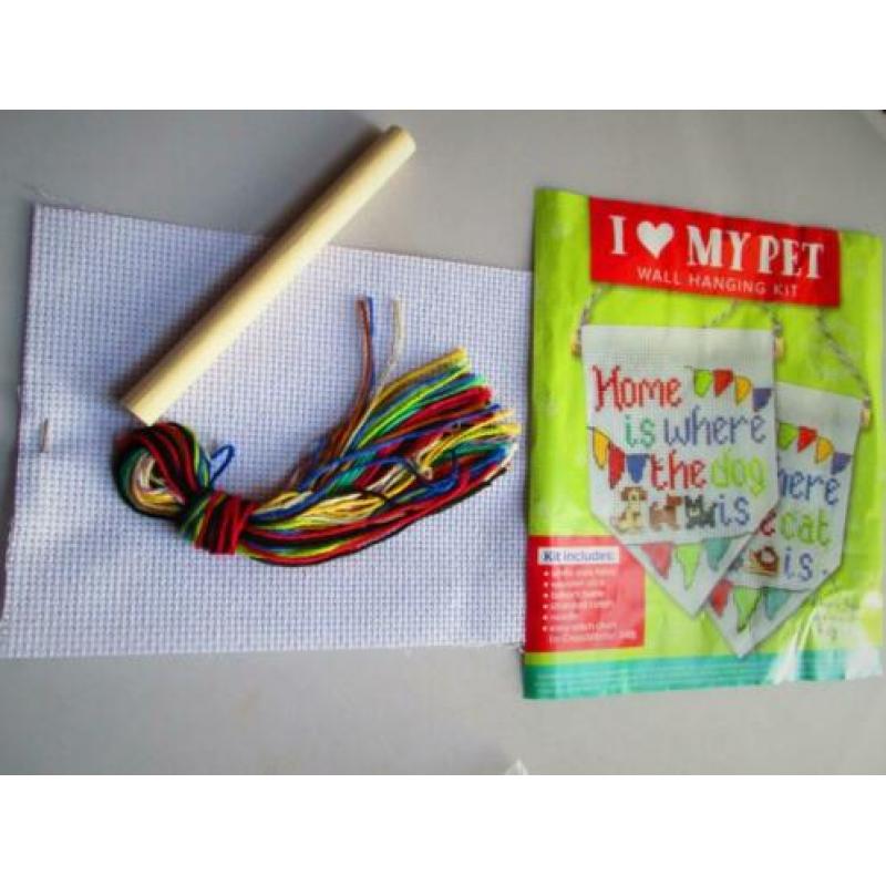 Borduurpakket Miniatuur~I Love my Pet~Aida~Borduren~Dog Cat
