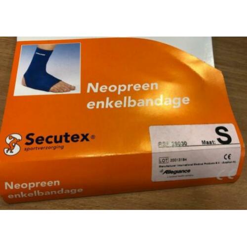 Nieuw Neopreen enkelband bandage Secutex maat Small blauw
