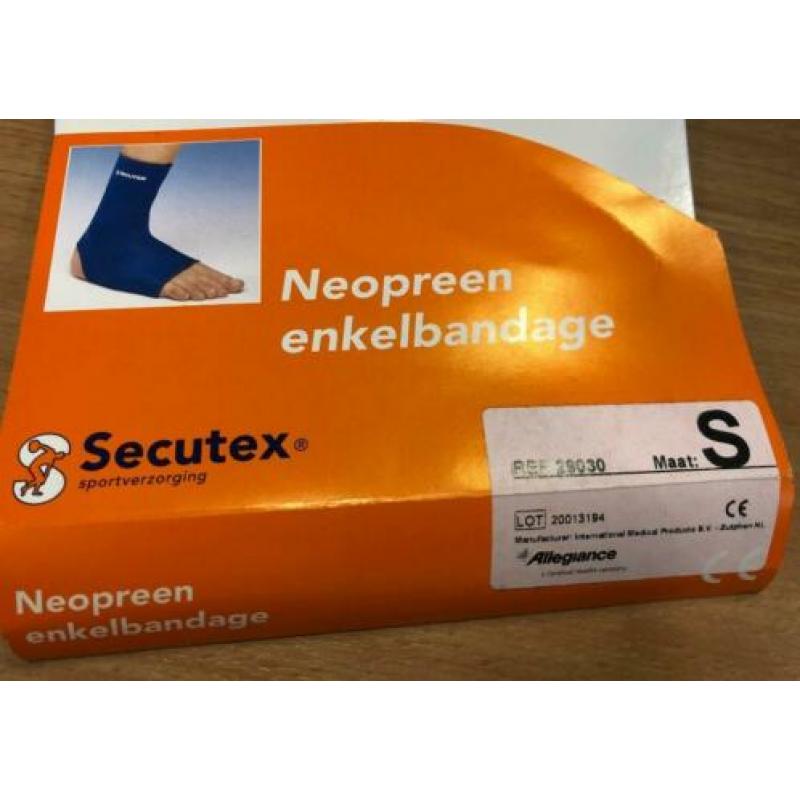 Nieuw Neopreen enkelband bandage Secutex maat Small blauw