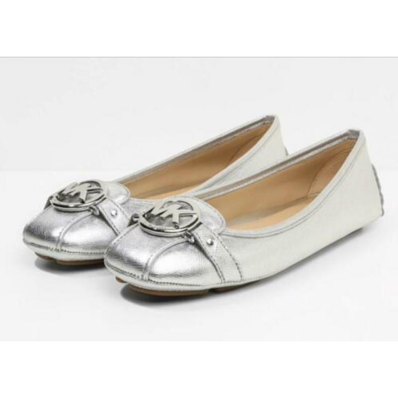MK Michael Kors ballerina Fulton zilver leer leder