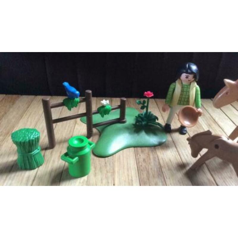 Playmobil paard veulen vrouw hek vogel aanvulling manege