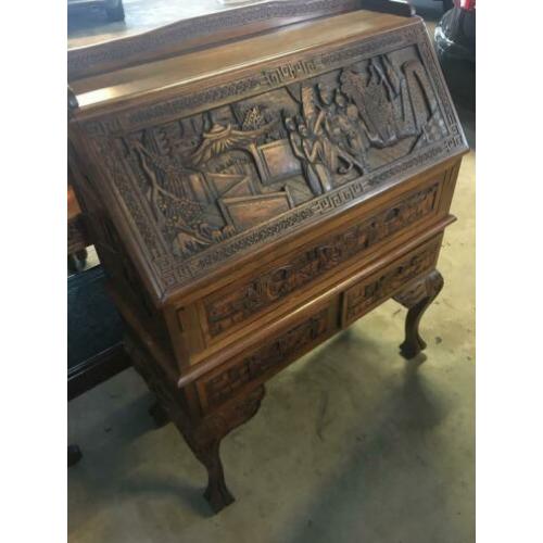 Secretaire Indonesisch houtsnijwerk