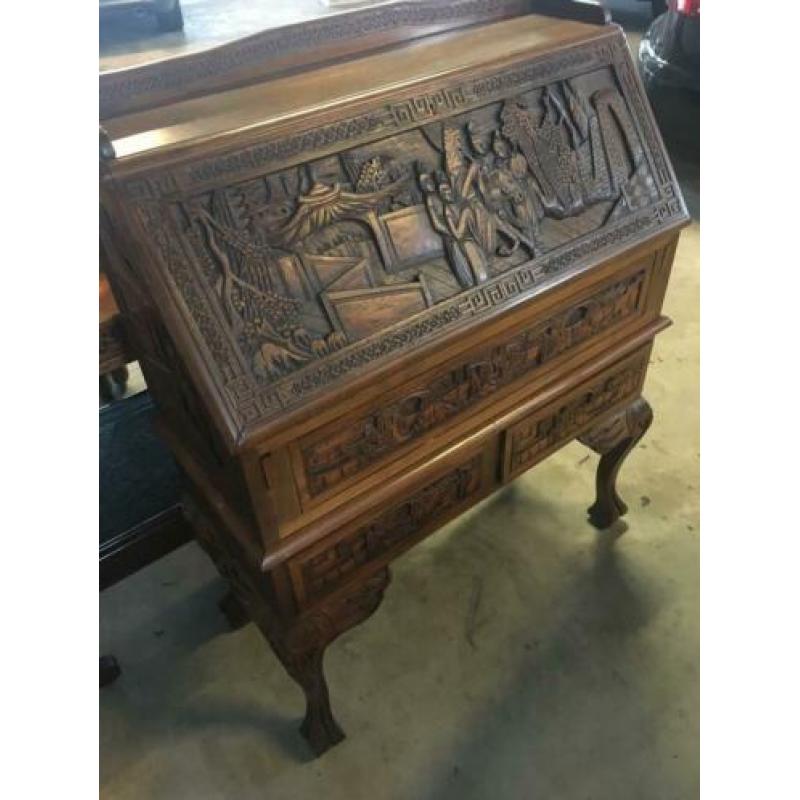 Secretaire Indonesisch houtsnijwerk