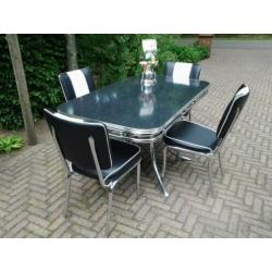 Bel Air Amerikaanse diner tafel + 4 stoelen fifties sixties