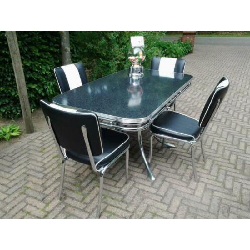 Bel Air Amerikaanse diner tafel + 4 stoelen fifties sixties