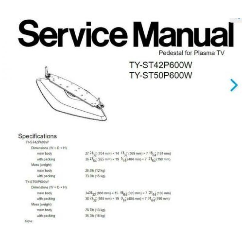 Panasonic televisie voet TY-ST42P600W nieuw in de doos.