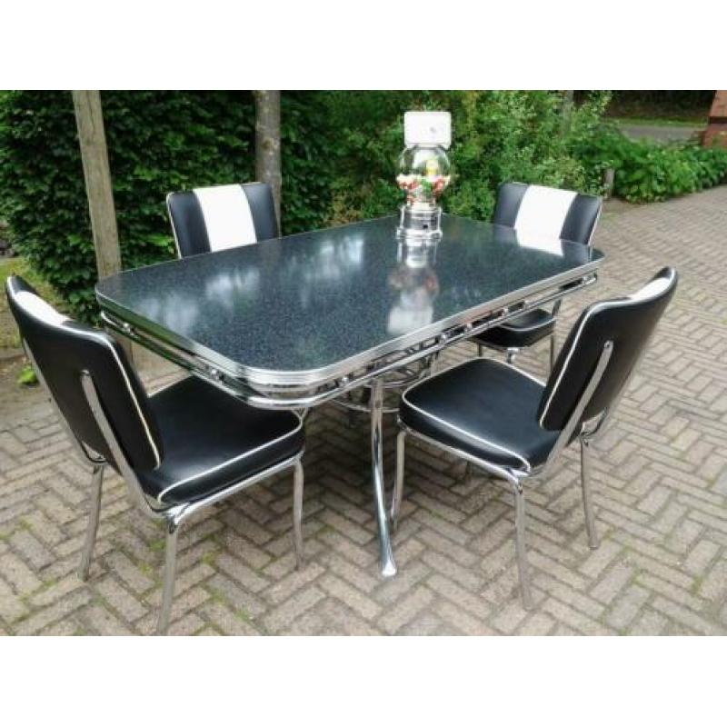 Bel Air Amerikaanse diner tafel + 4 stoelen fifties sixties