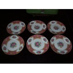6x gebaksbordje van coalport bone china montrose pink