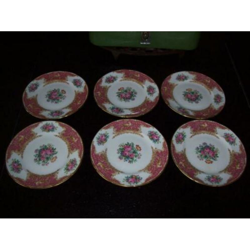 6x gebaksbordje van coalport bone china montrose pink